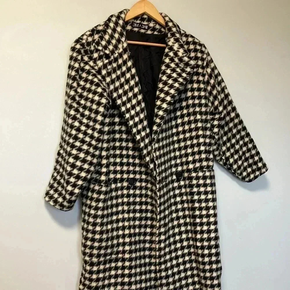 Steve by Searle houndstooth  wool coat made in USA size 10 - Picture 4 of 7